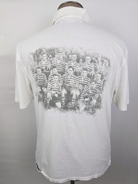 Project E Vintage White Glasgow Rugby Union Polo Shirt XL -Runs Small Distressed